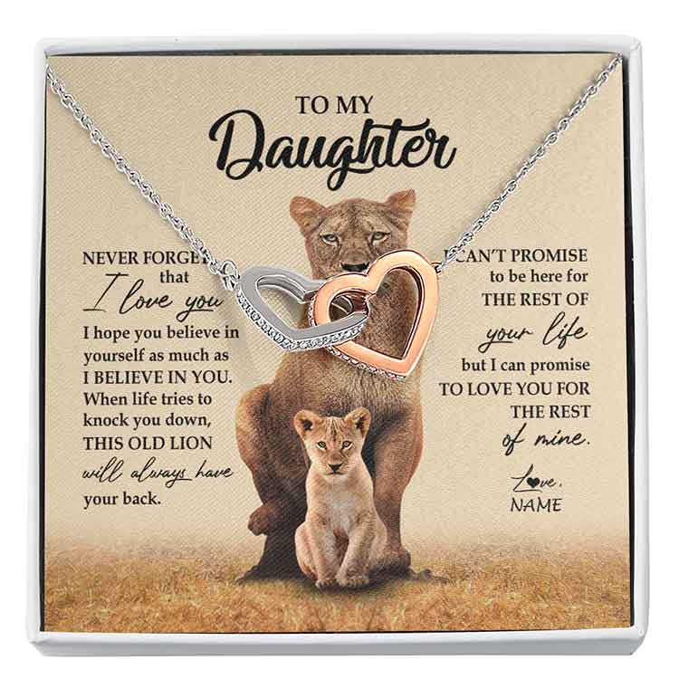 Personalized Necklace with Message Card – Lion Mom To My Daughter Love You For The Rest Of Mine